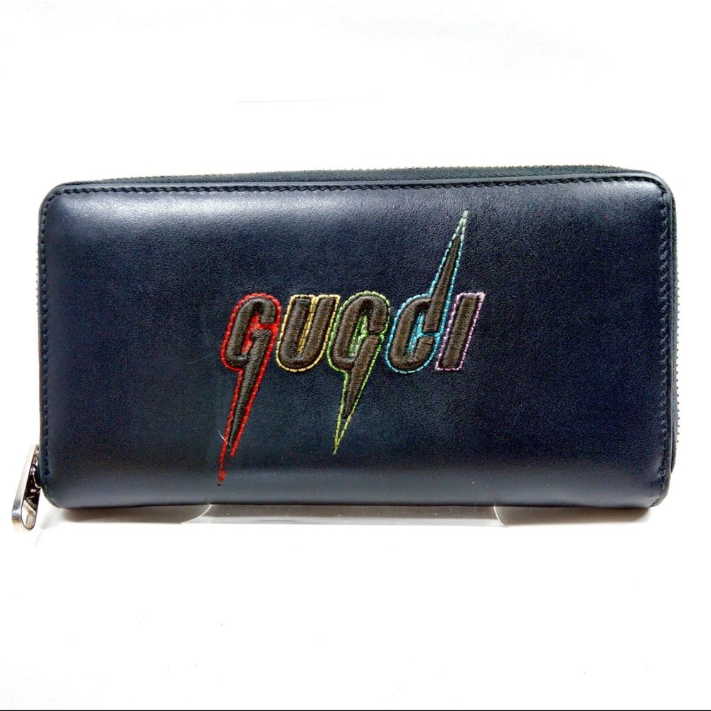 Gucci Black Wallet with Multicolor Logo